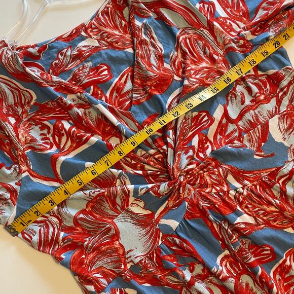 Soft Surroundings Spritzer Maxi Dress Womens XL Blue Red Twist Front Beachy Long - Picture 8 of 10